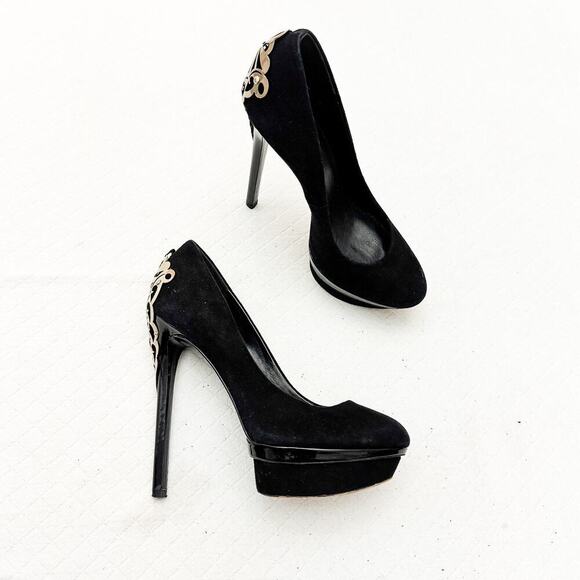 Brian Atwood Fashina Platform Pump Silver Plated Stiletto Heel Accent Size 6 - Picture 9 of 9